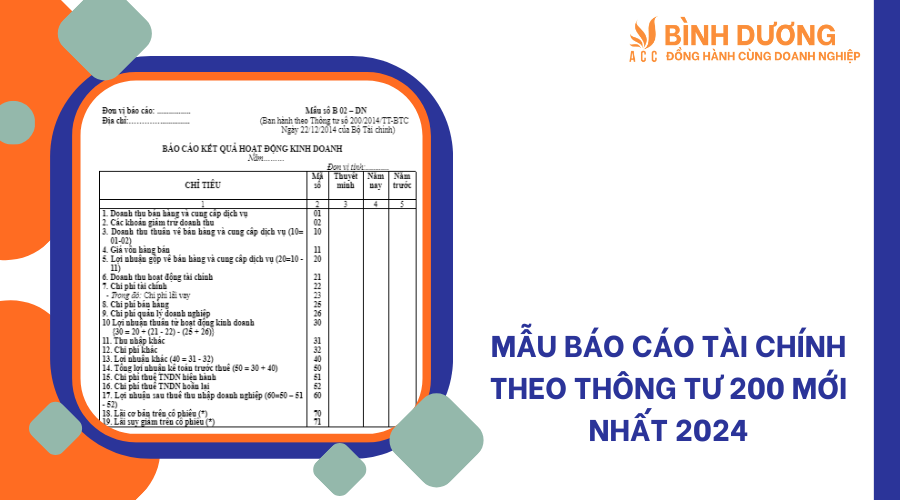 Mẫu Báo Cáo Tài Chính Theo Thông Tư 200 Mới Nhất 2024