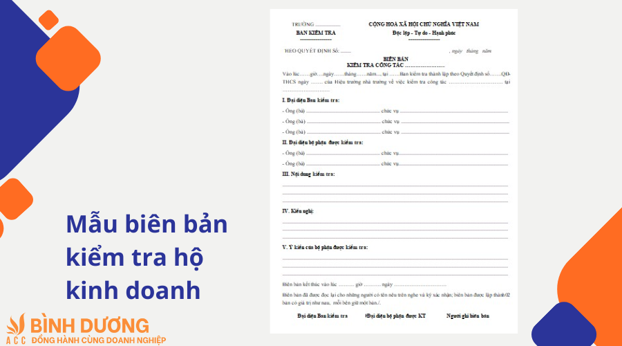 Mẫu biên bản kiểm tra hộ kinh doanh