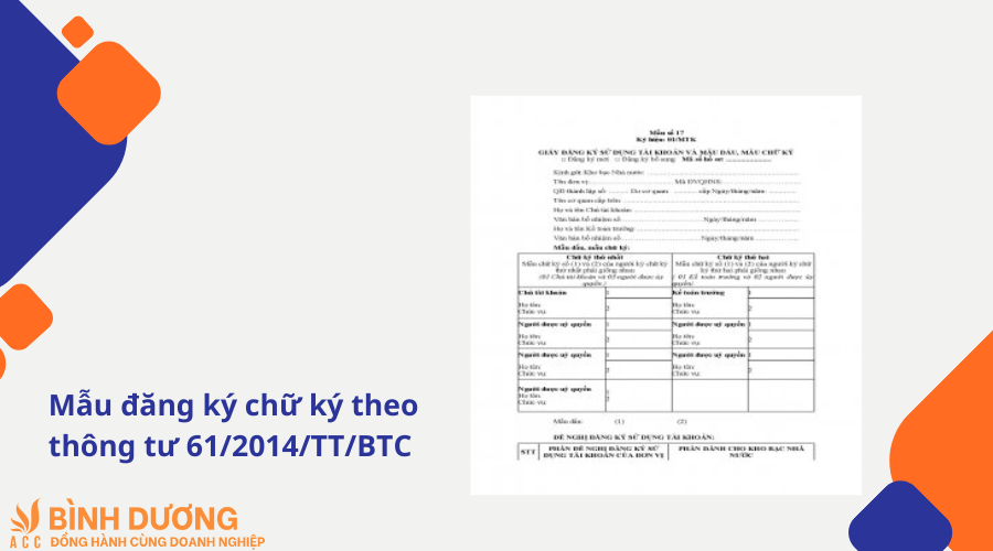 Mẫu đăng ký chữ ký theo thông tư 61/2014/TT/BTC