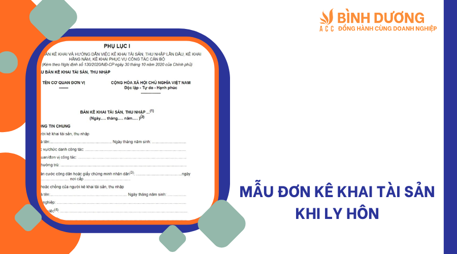 Mẫu đơn kê khai tài sản khi ly hôn