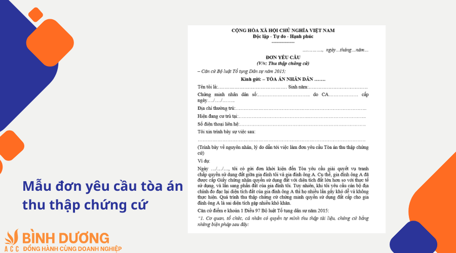 Mẫu đơn yêu cầu tòa án thu thập chứng cứ