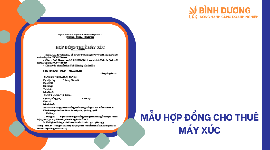 Mẫu hợp đồng cho thuê máy xúc