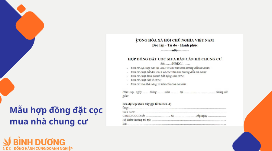 Mẫu hợp đồng đặt cọc mua nhà chung cư