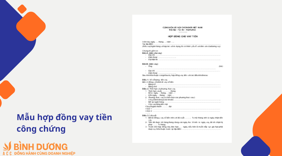 Mẫu hợp đồng vay tiền công chứng