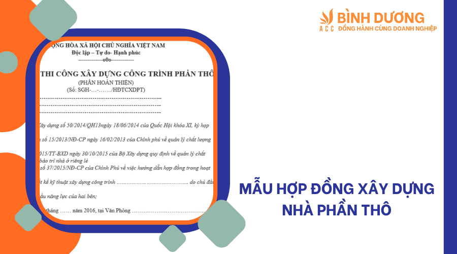 Mẫu hợp đồng xây dựng nhà phần thô
