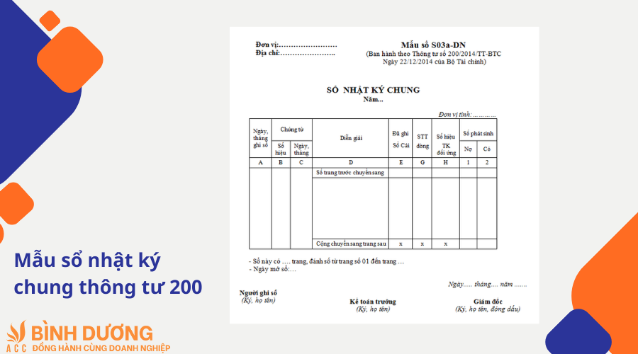 Mẫu sổ nhật ký chung thông tư 200