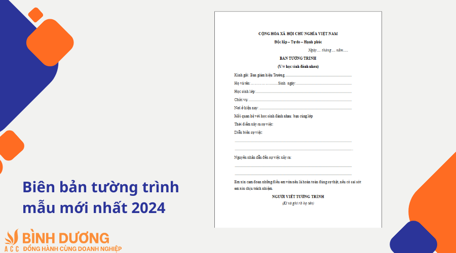 Biên bản tường trình mẫu mới nhất 2024