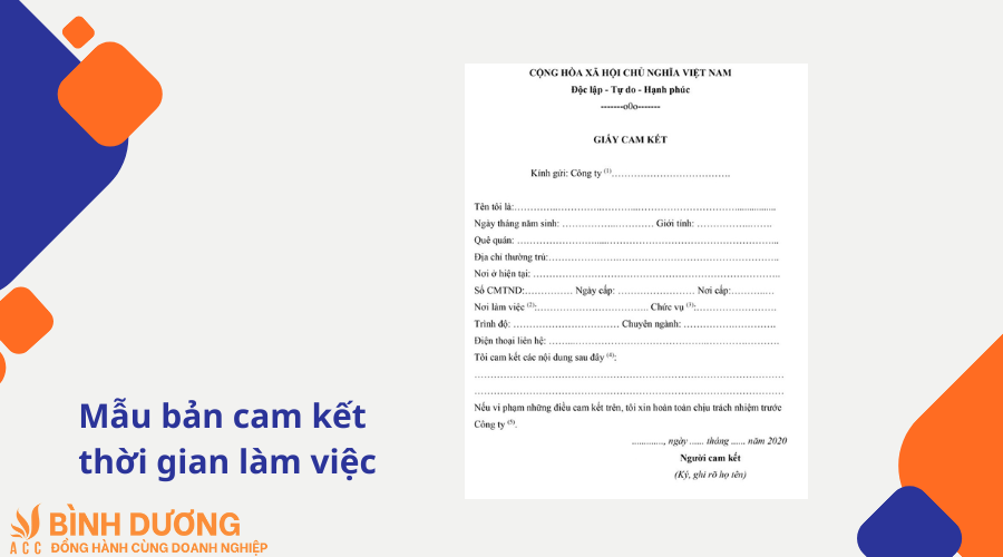 Mẫu bản cam kết thời gian làm việc