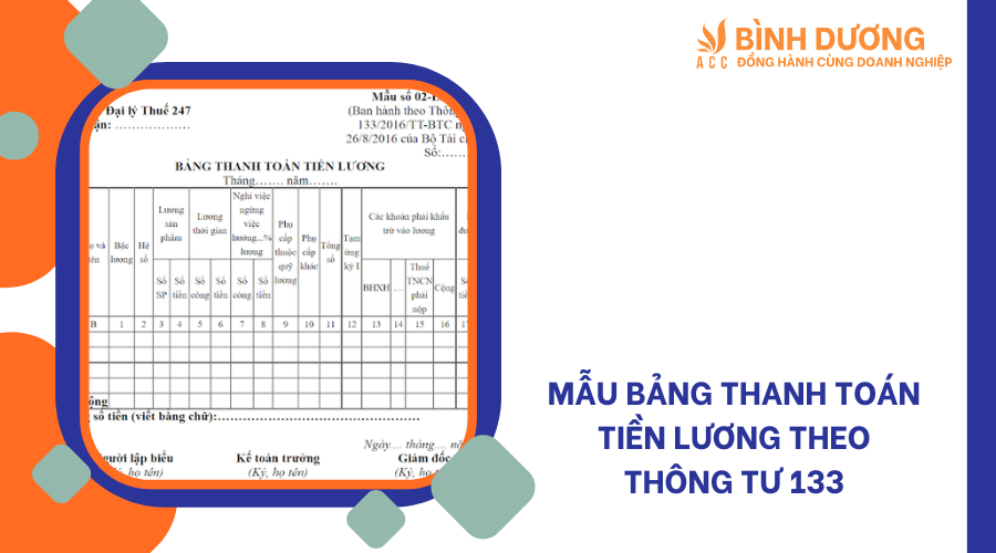 Mẫu bảng thanh toán tiền lương theo thông tư 133