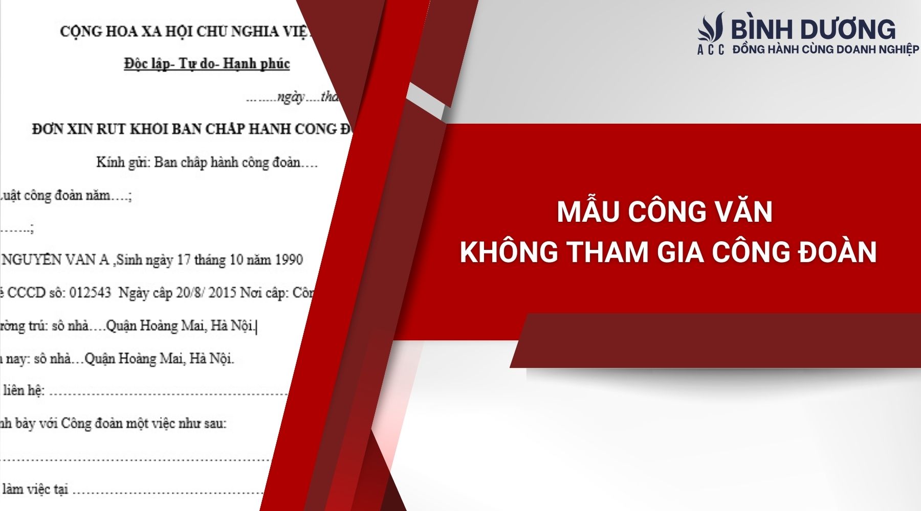 Mẫu công văn không tham gia công đoàn