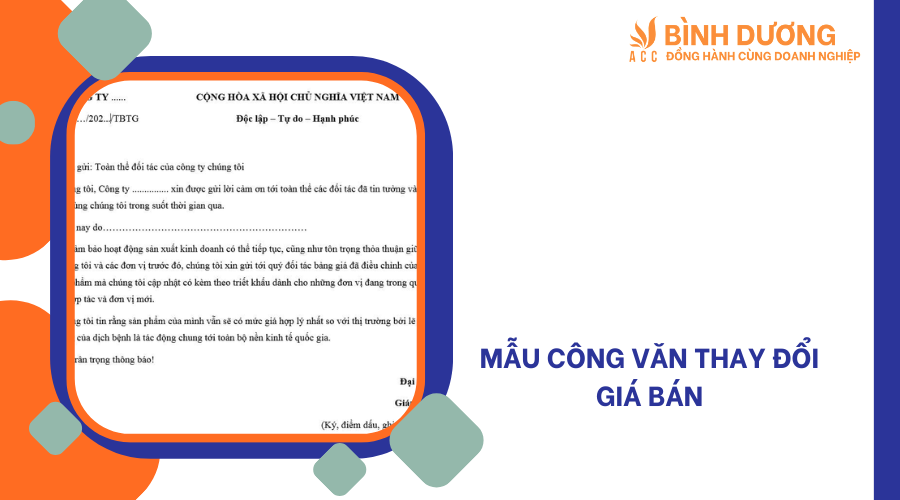 Mẫu công văn thay đổi giá bán