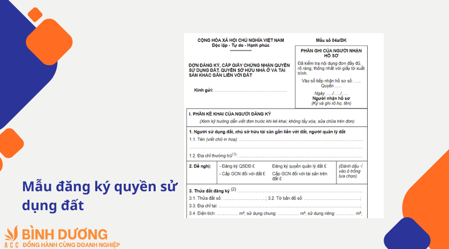 Mẫu đăng ký quyền sử dụng đất