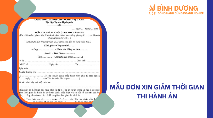 Mẫu đơn xin giảm thời gian thi hành án