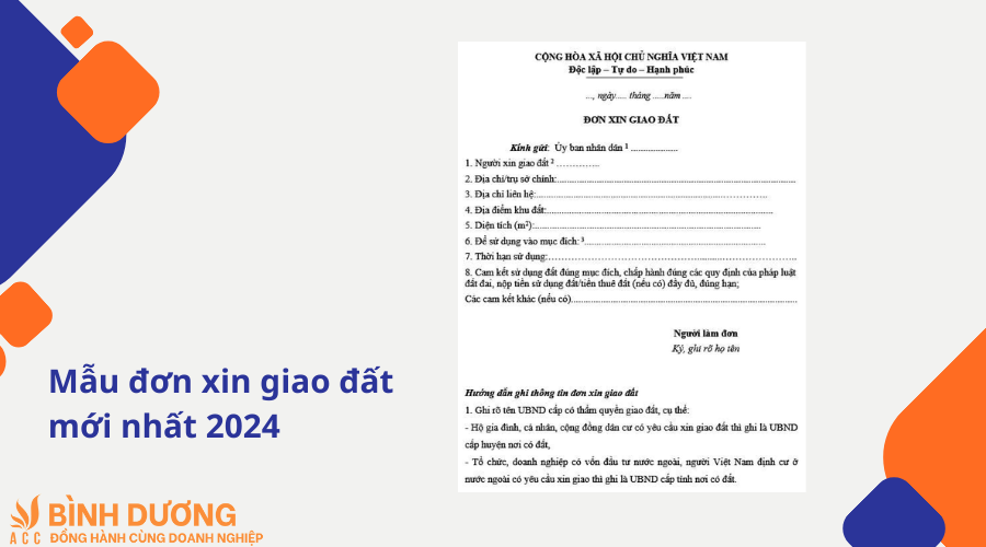 Mẫu đơn xin giao đất mới nhất 2024