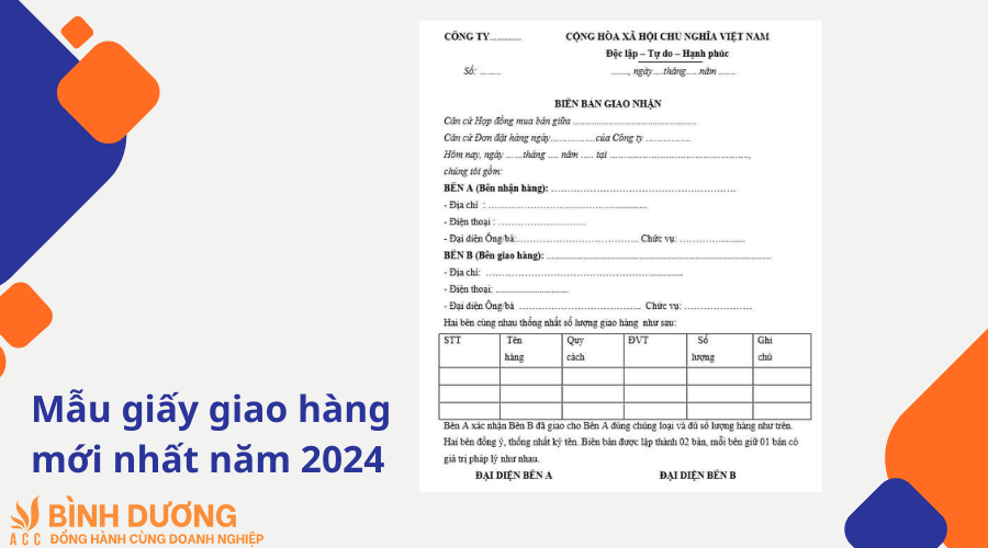 Mẫu giấy giao hàng mới nhất năm 2024
