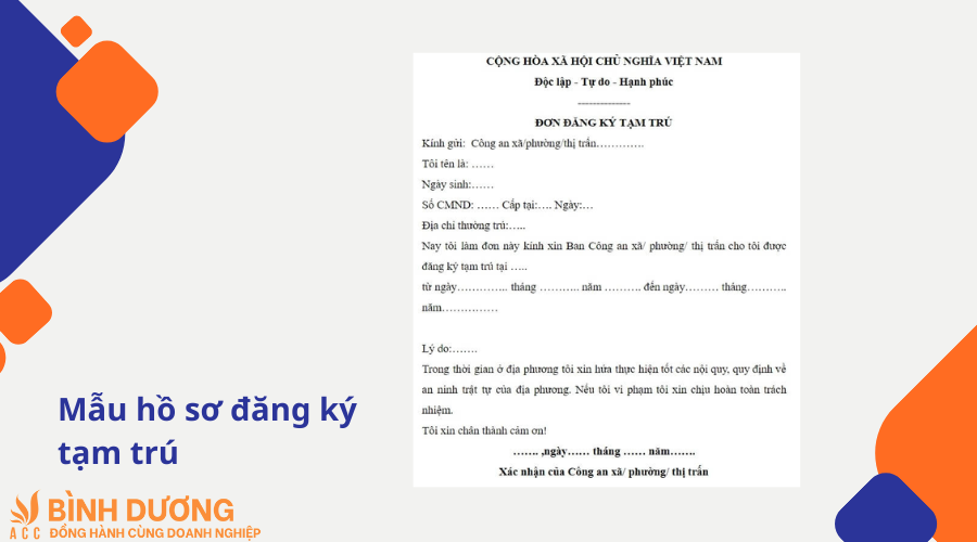 Mẫu hồ sơ đăng ký tạm trú