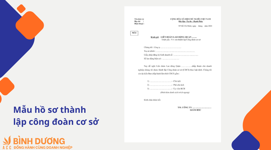 Mẫu hồ sơ thành lập công đoàn cơ sở