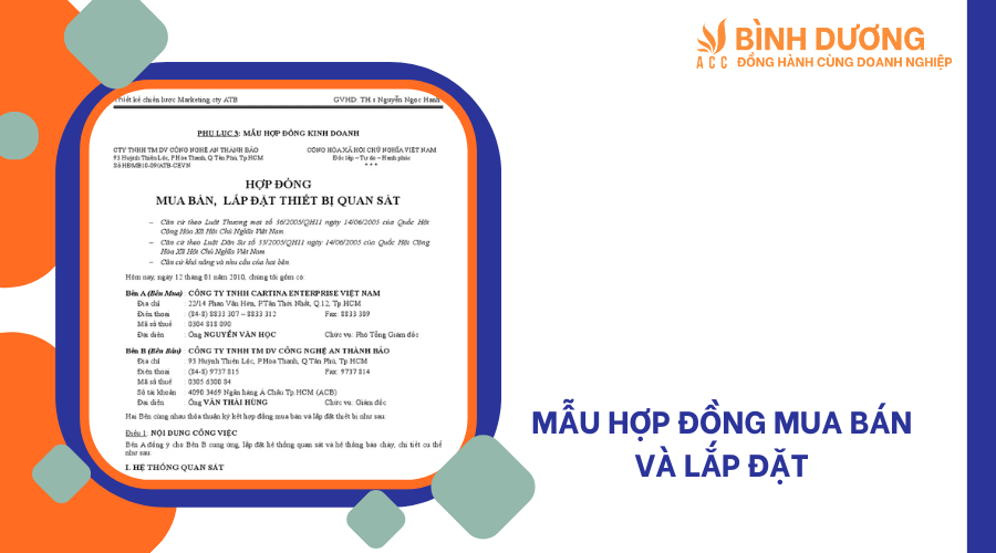 Mẫu hợp đồng mua bán và lắp đặt