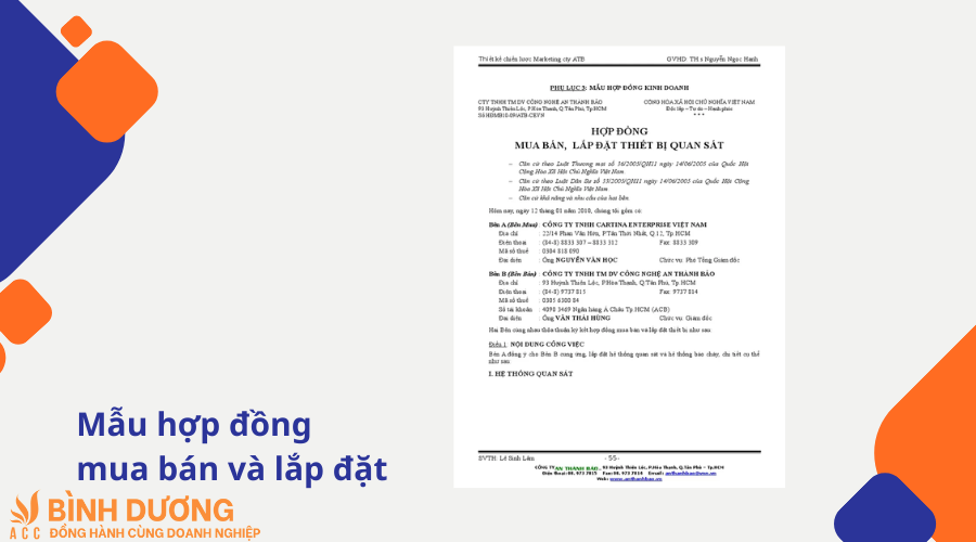 Mẫu hợp đồng mua bán và lắp đặt