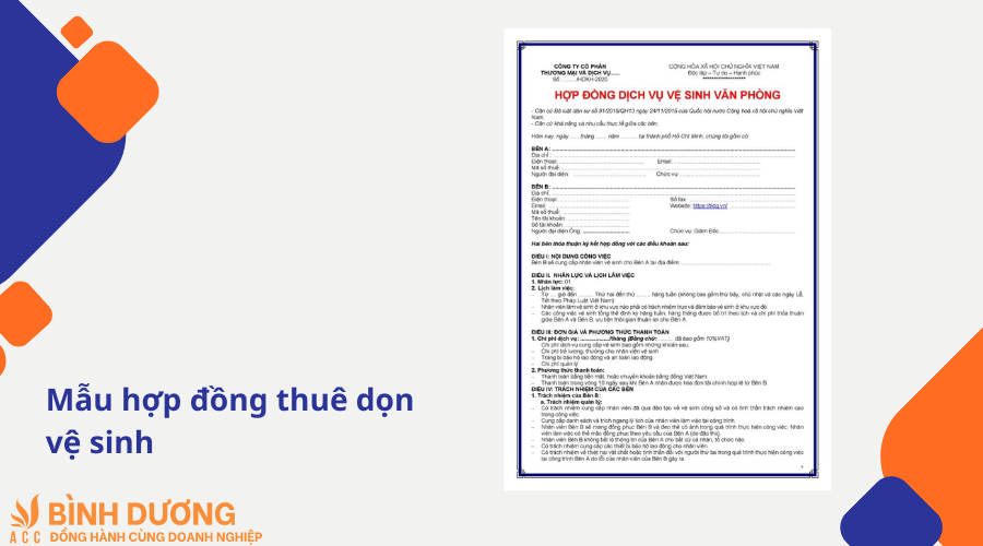 Mẫu hợp đồng thuê dọn vệ sinh