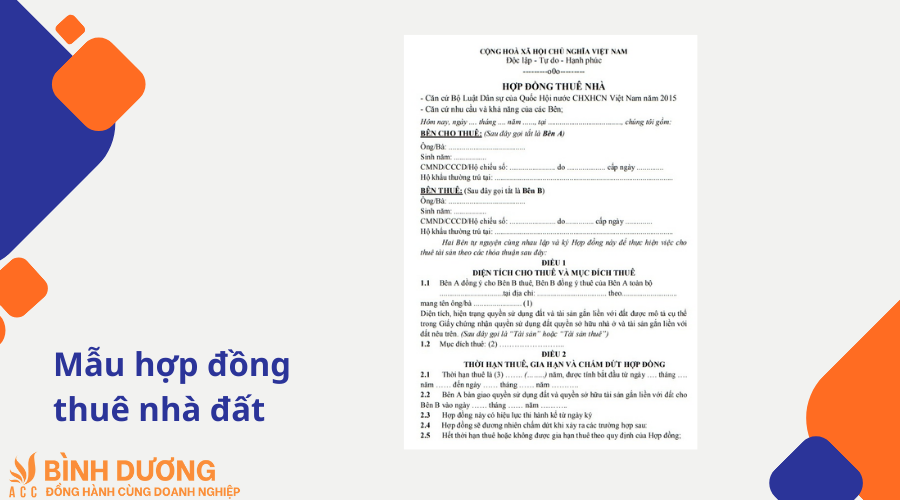 Mẫu hợp đồng thuê nhà đất