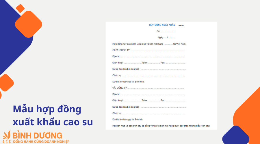 Mẫu hợp đồng xuất khẩu cao su