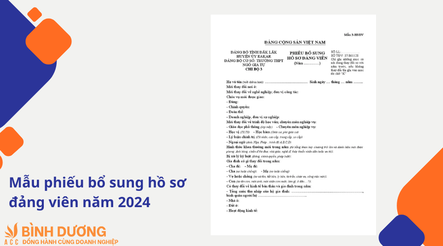 Mẫu phiếu bổ sung hồ sơ đảng viên năm 2024