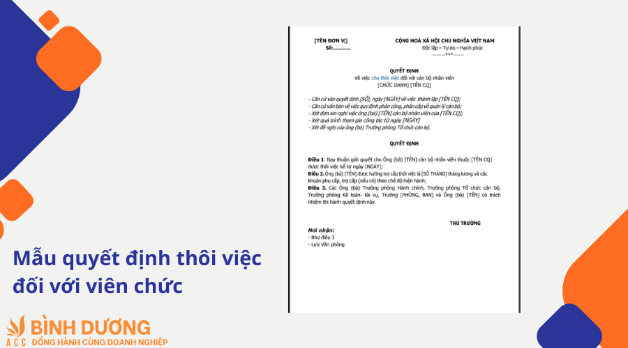 Mẫu quyết định thôi việc đối với viên chức