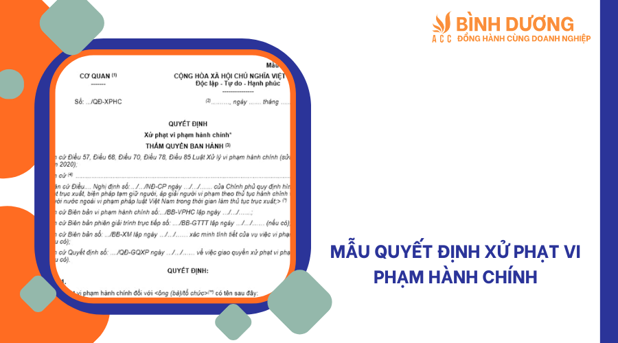 Mẫu quyết định xử phạt vi phạm hành chính