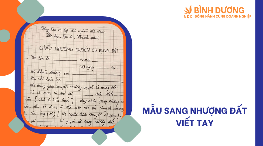 Mẫu sang nhượng đất viết tay