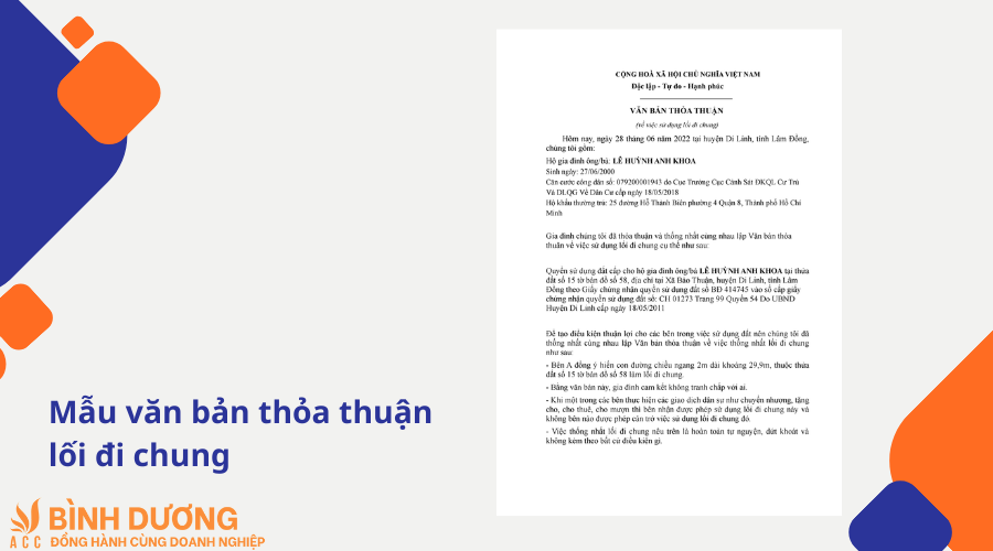 Mẫu văn bản thỏa thuận lối đi chung