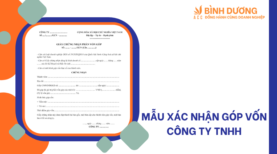 Mẫu xác nhận góp vốn công ty TNHH