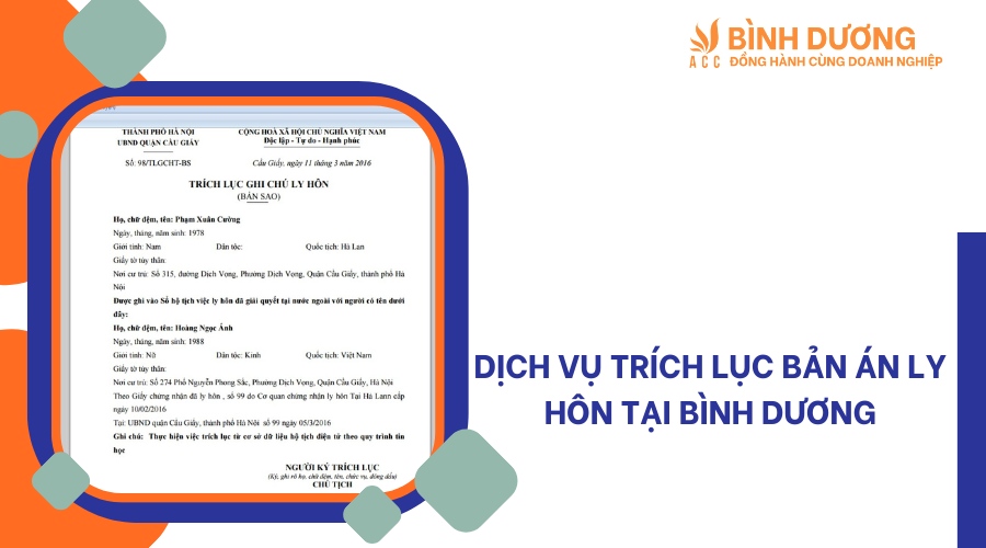 Dịch vụ trích lục bản án ly hôn tại Bình Dương
