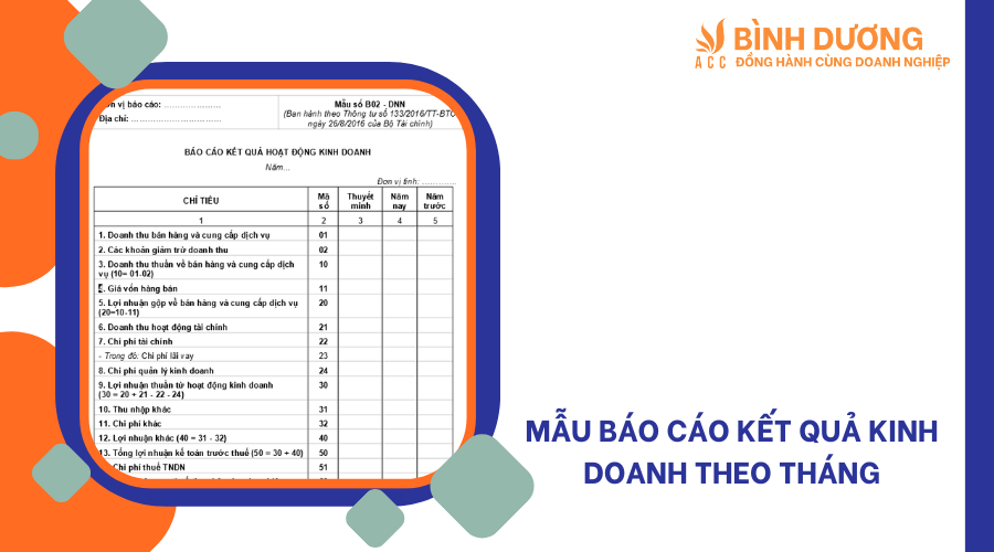 Mẫu báo cáo kết quả kinh doanh theo tháng