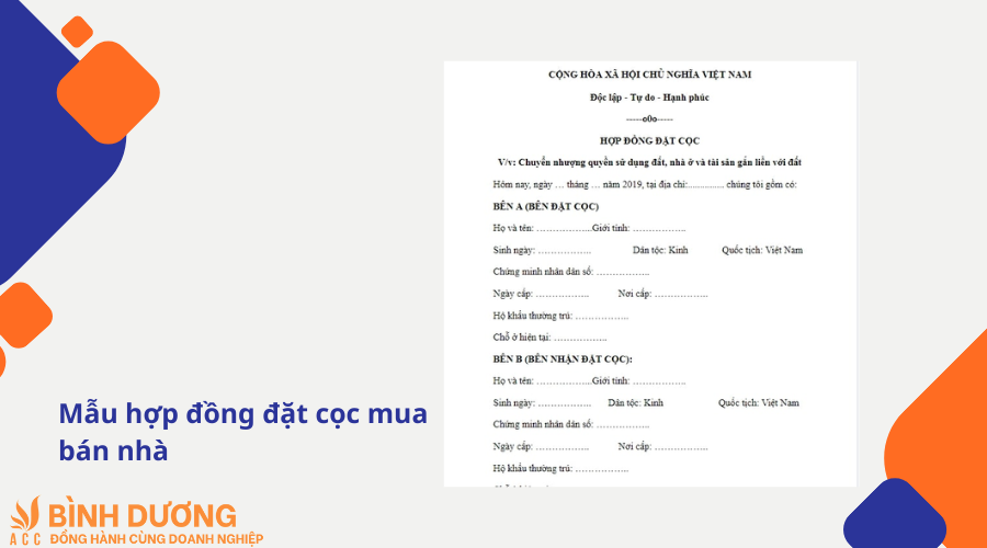 Mẫu hợp đồng đặt cọc mua bán nhà