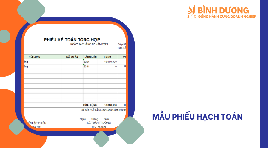 Mẫu phiếu hạch toán mới nhất 2024