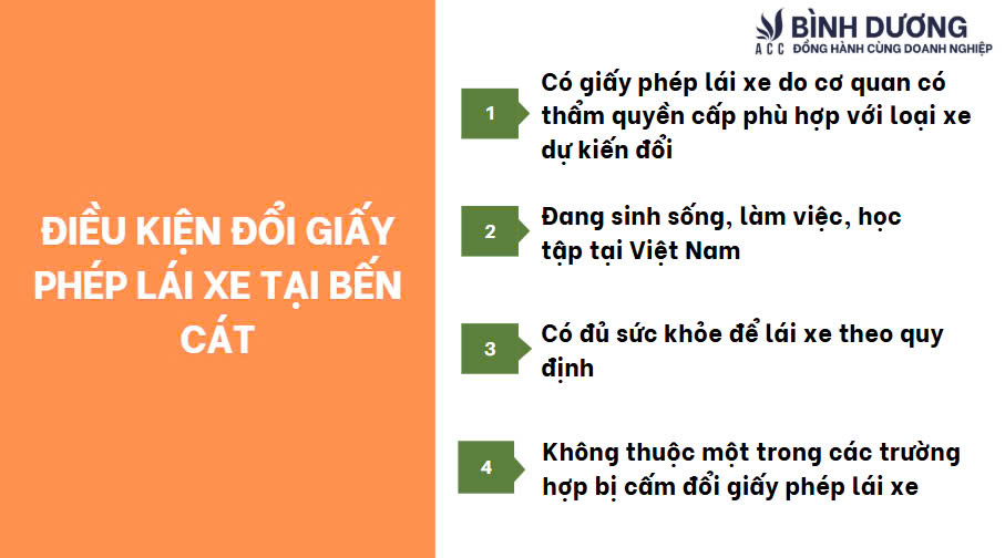 Điều kiện đổi giấy phép lái xe tại Bến Cát