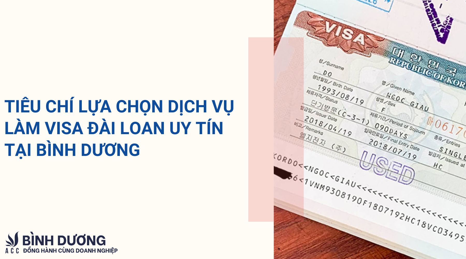 Dịch vụ làm visa Đài Loan tại Bình Dương