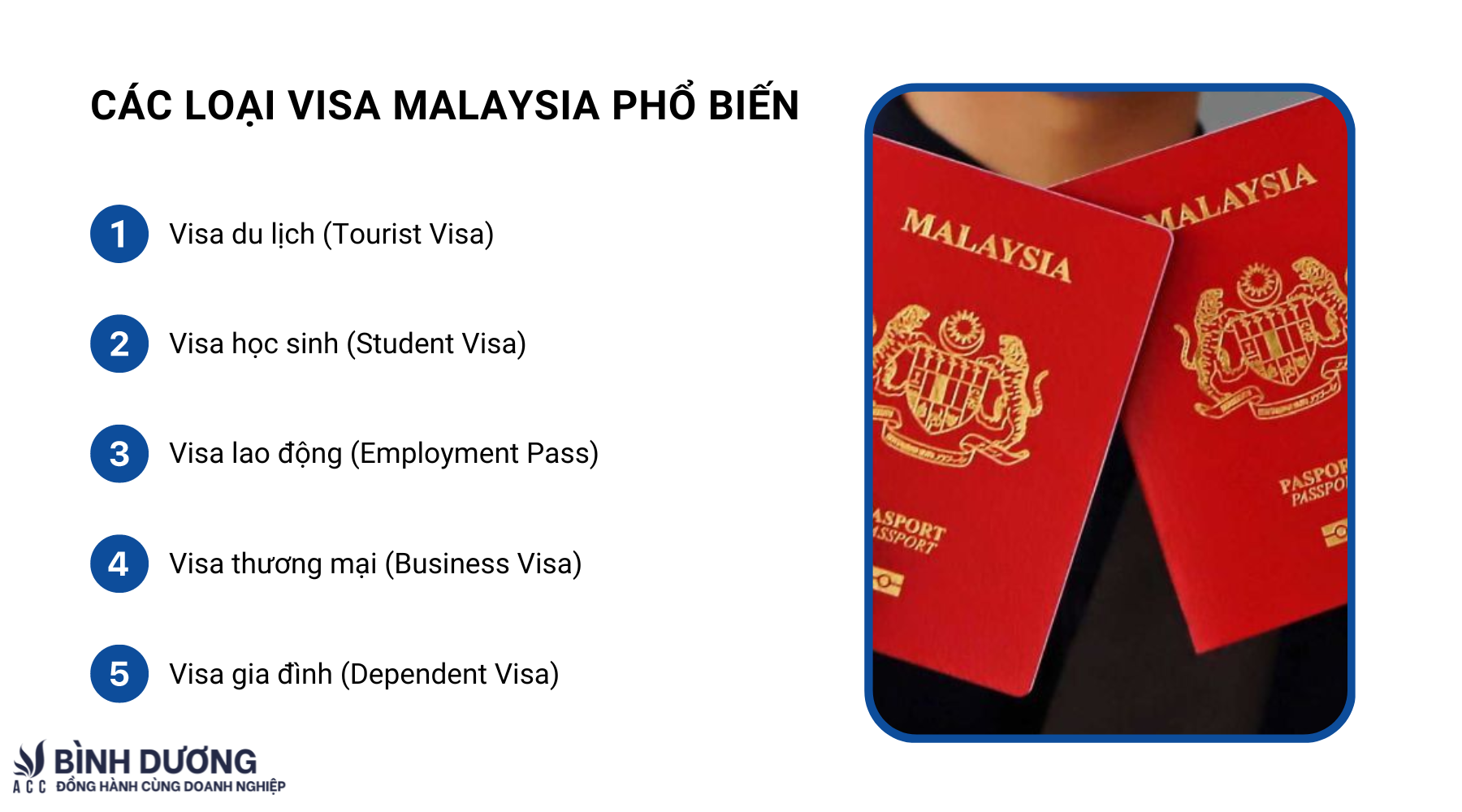 Các loại visa Malaysia phổ biến