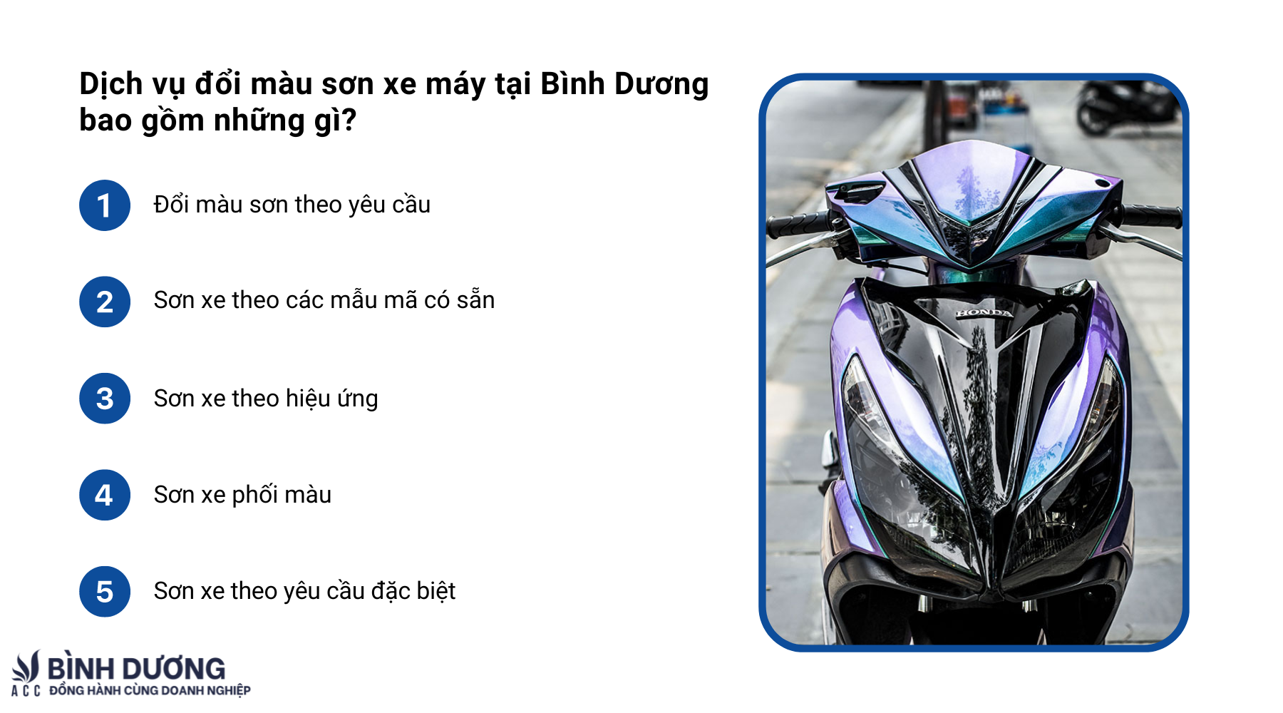 Dịch vụ đổi màu sơn xe máy ở tỉnh Bình Dương