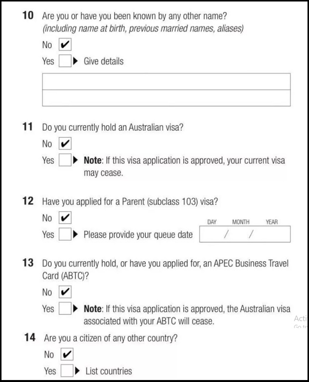 Hướng dẫn điền mẫu đơn xin visa 1419 Úc