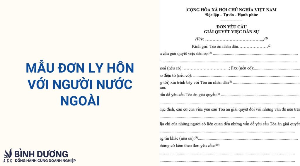 Mẫu đơn ly hôn với người nước ngoài