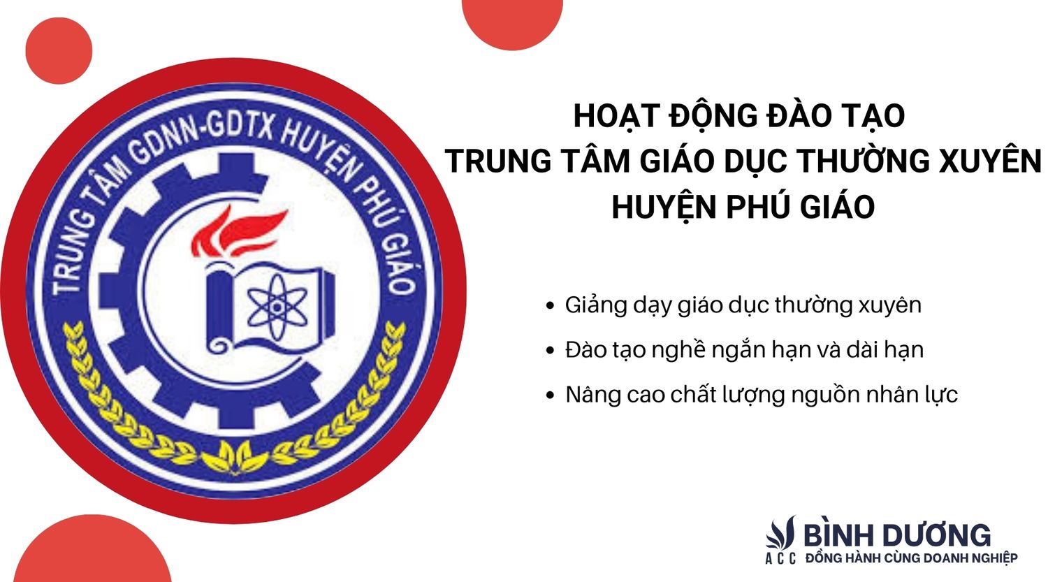 Hoạt động đào tạo trung tâm giáo dục thường xuyên huyện Phú Giáo