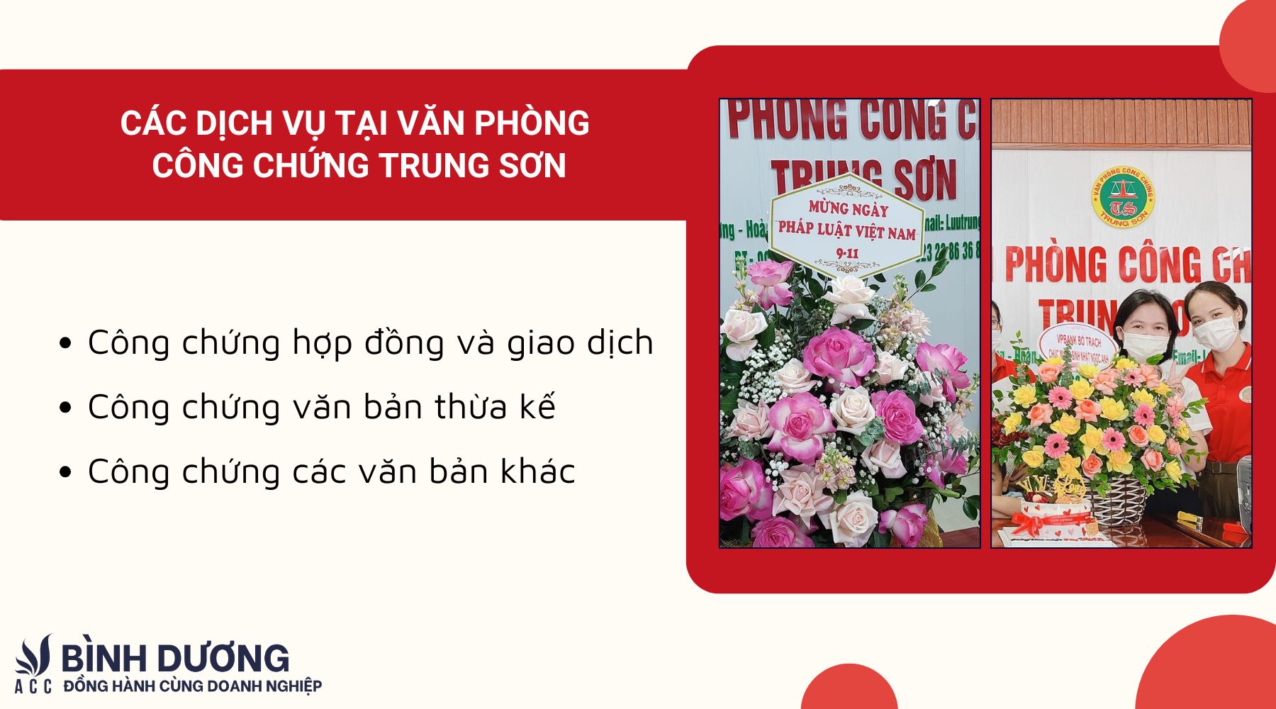 Các dịch vụ tại văn phòng công chứng Trung Sơn