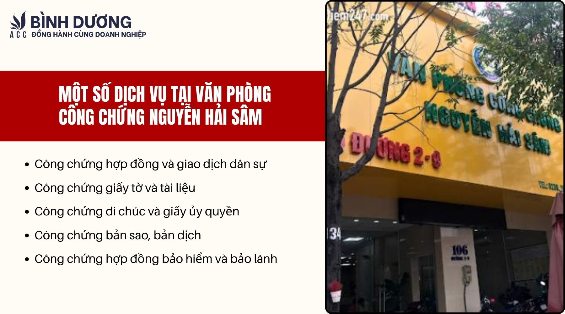 Một số dịch vụ tại văn phòng công chứng Nguyễn Hải Sâm