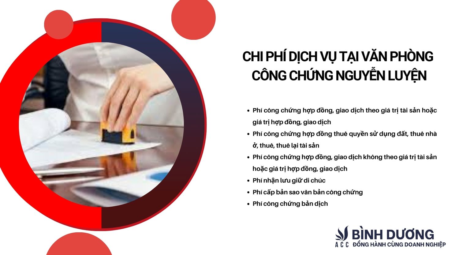 Chi phí dịch vụ tại Văn phòng Công chứng Nguyễn Luyện