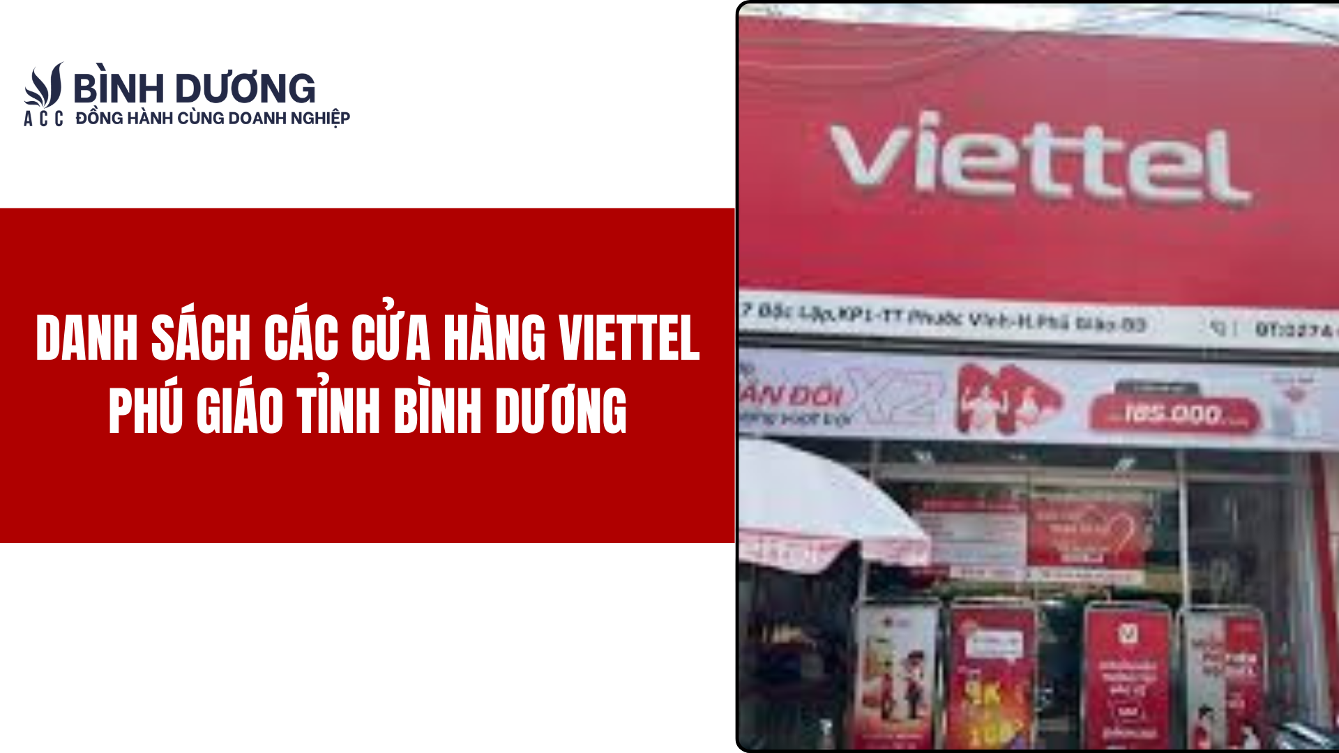 Danh sách các cửa hàng Viettel Phú Giáo tỉnh Bình Dương